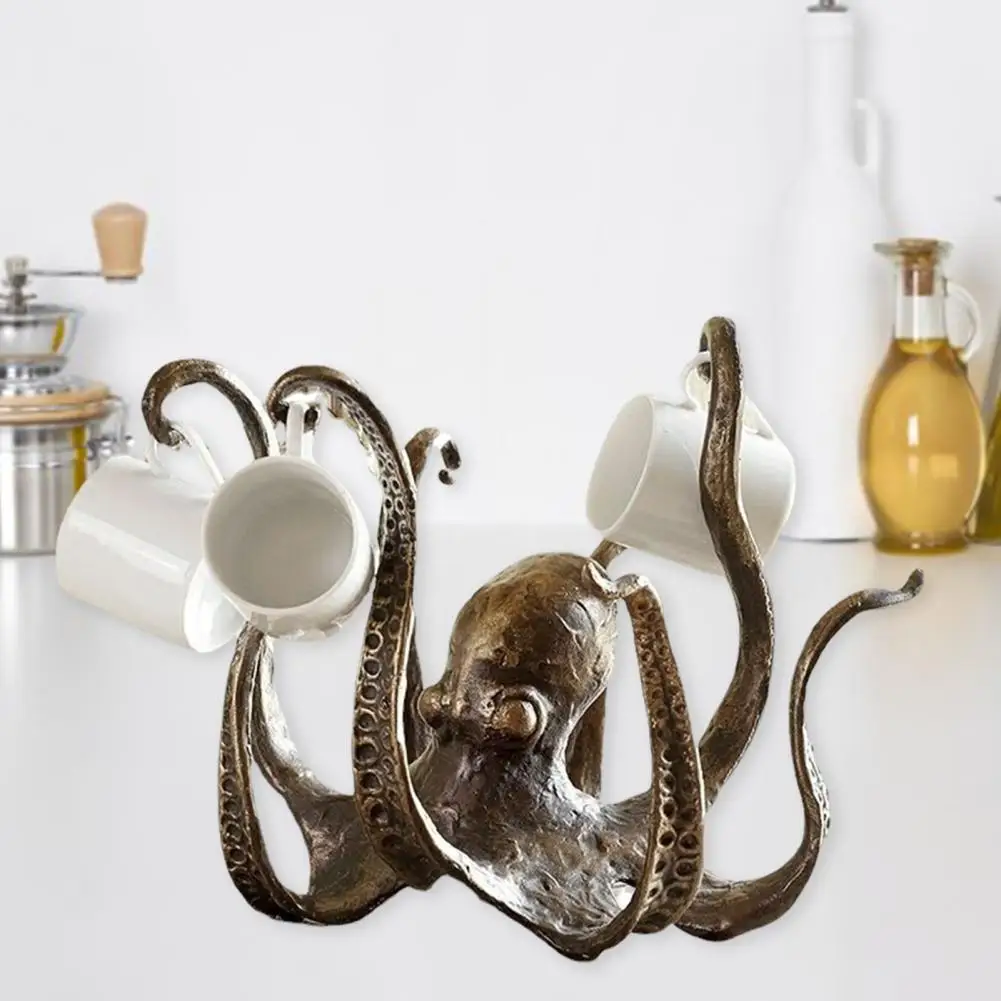 Durable Octopus Cup Holder Coffee Cup Holder Octopus Mug Holder Resin Sea Figurine for Kitchen Countertop Coffee Cup