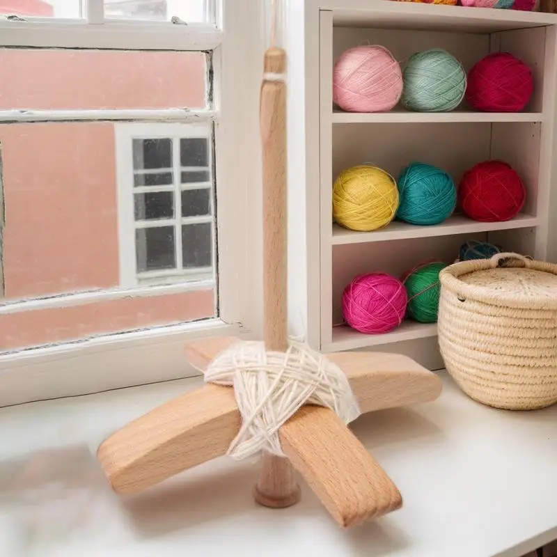 Drop Spindle Hand Spinner Tool Multifunctional Turkish Wooden Drop Spindle For Yarn Weaving Wool Handcraft Crocheting