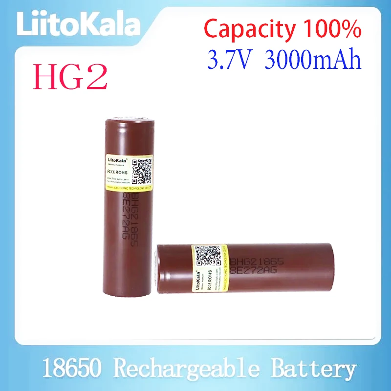 LiitoKala Original HG2 18650 3000mAh battery 18650HG2 3.6V discharge 20A dedicated For hg2 Power Rechargeable battery