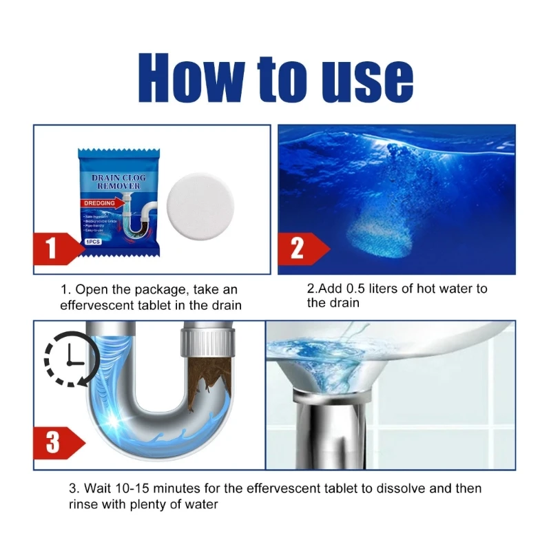 10pc Effective Sink Drain Powder Efficient Drain Unblockers Say Goodbye to Clogged Pipes in Kitchen,Bathroom,and Laundry