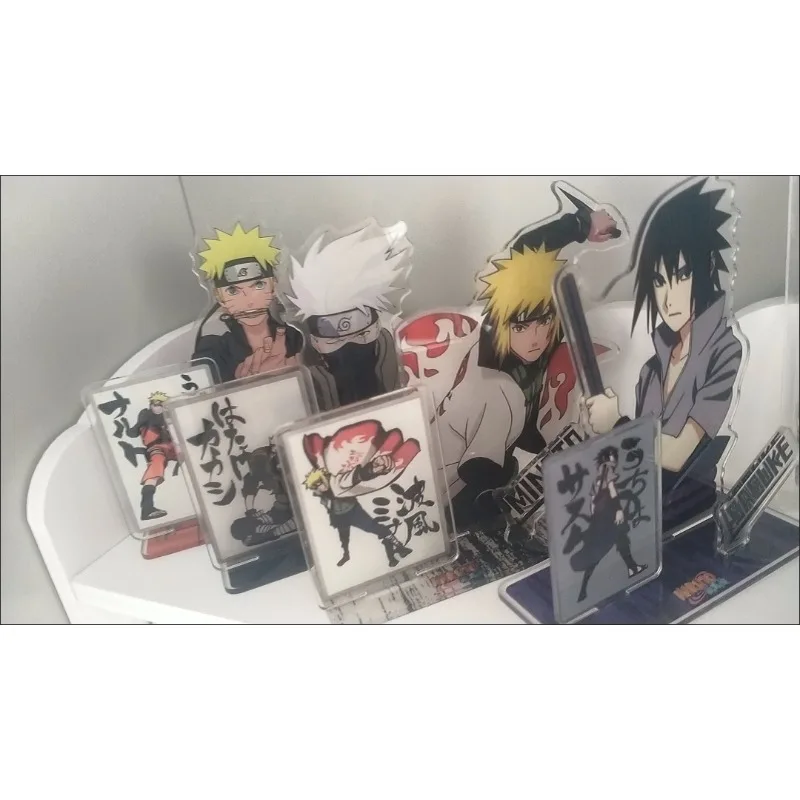 ناروتو الاكريليك زخرفة أنيمي عمل الشكل كاكاشي ساسوكي ميناتو سيارة سطح المكتب الديكور نموذج ألعاب أطفال جميلة هدية عيد ميلاد