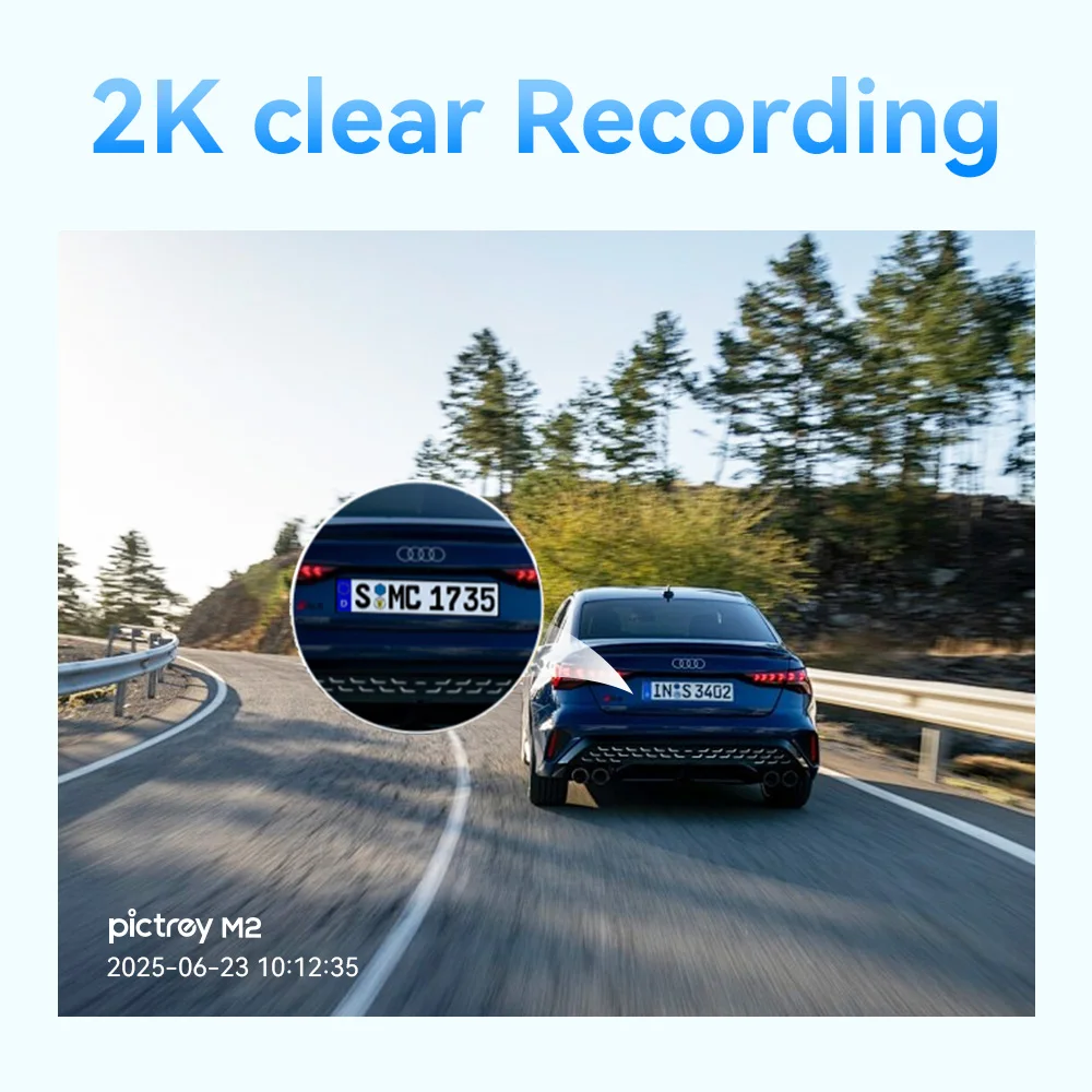 Pictrey M2 2K Dash Cam 330° Rotatable Car DVR Support Night Vision Smart Voice Control 24H Parking Monitor