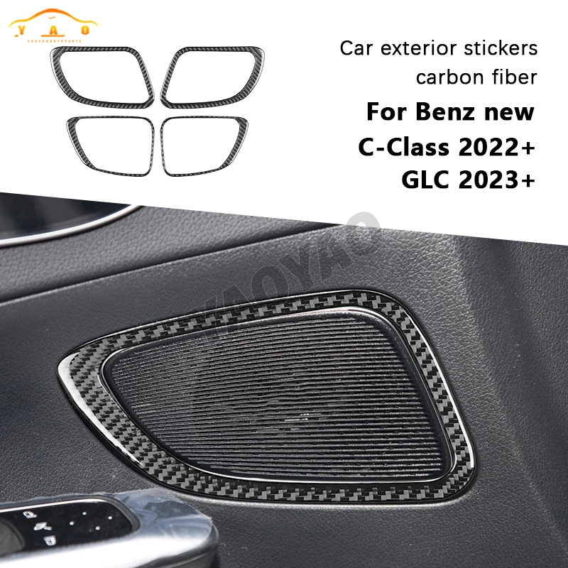 

Carbon Fiber Car Speaker Around Cover Trim Sticker For Mercedes-Benz C-Class 2022 GLC-Class 2023 Car Accessories