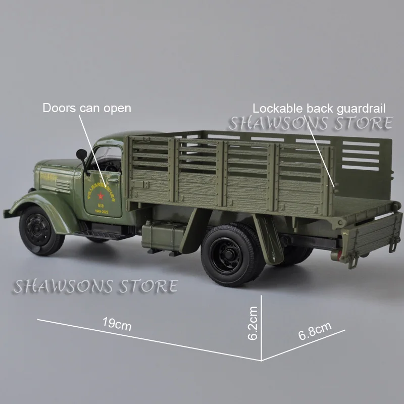 1:36 Diecast Model Truck Toy China CA10 Military Transport Vehicle Pull Back Miniature Replica Sound & Light