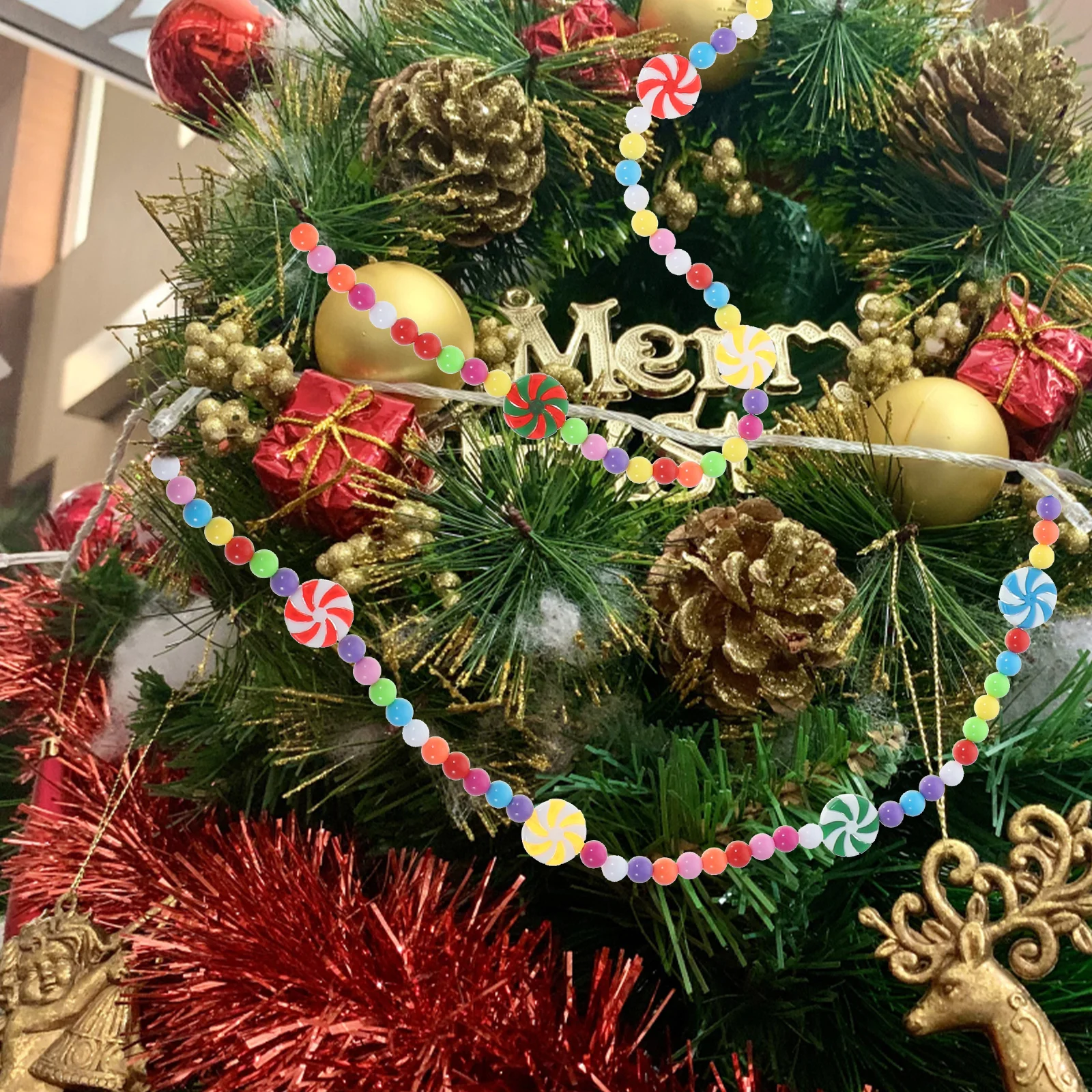 

Christmas Candy Garland Candy Bead String Xmas Hanging Decoration Home Party Christmas Garland Hanging Decor