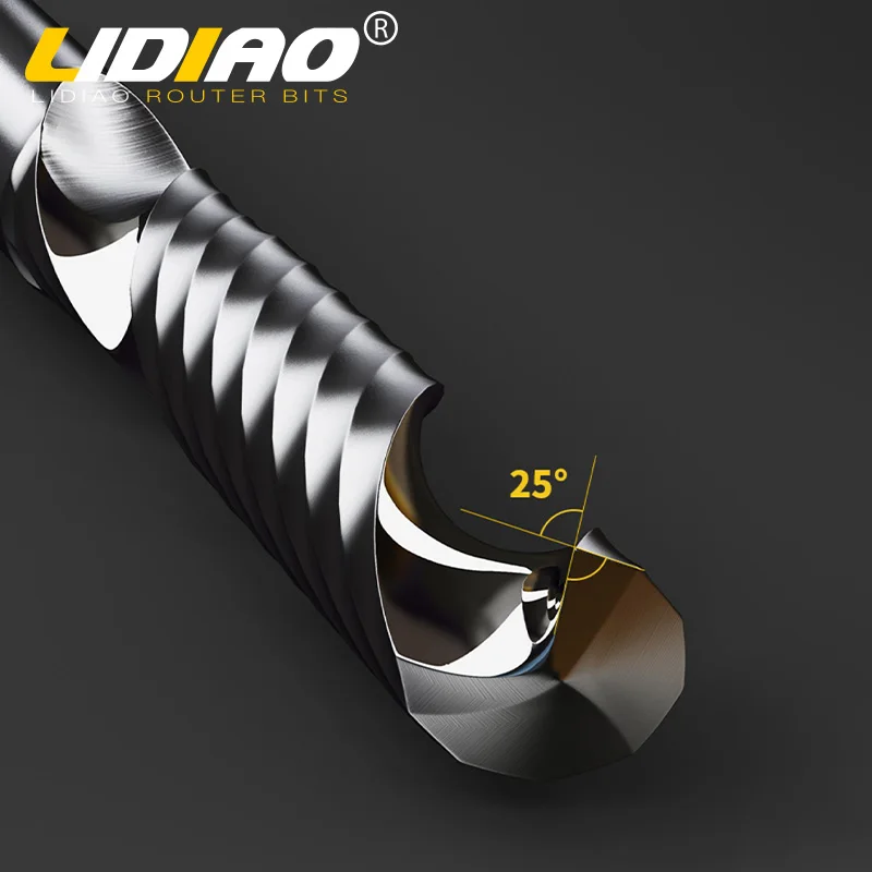 LIDIAO-broca enrutadora Cnc 3d, corte de grabado, vástago 3.175 /4/6, una sola flauta, fresado de carburo en espiral, acrílico, PVC, madera, MDF