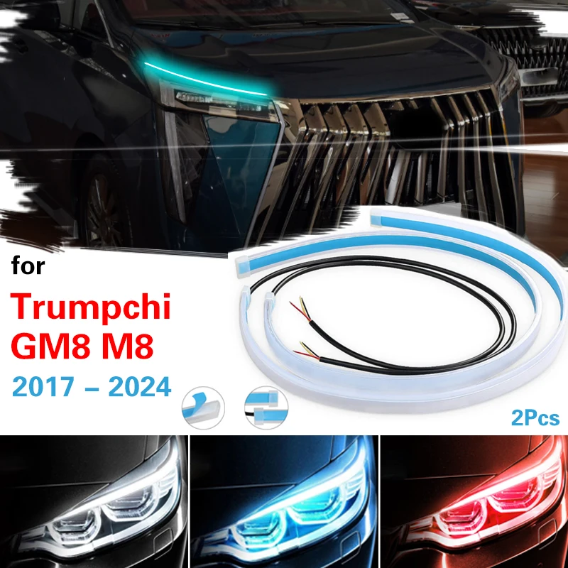 

For Trumpchi GM8 M8 2017-2024 Headlamp Light Guide Strip Scan LED Running Water Light Car Decorative Light Turn Signal Light 12V