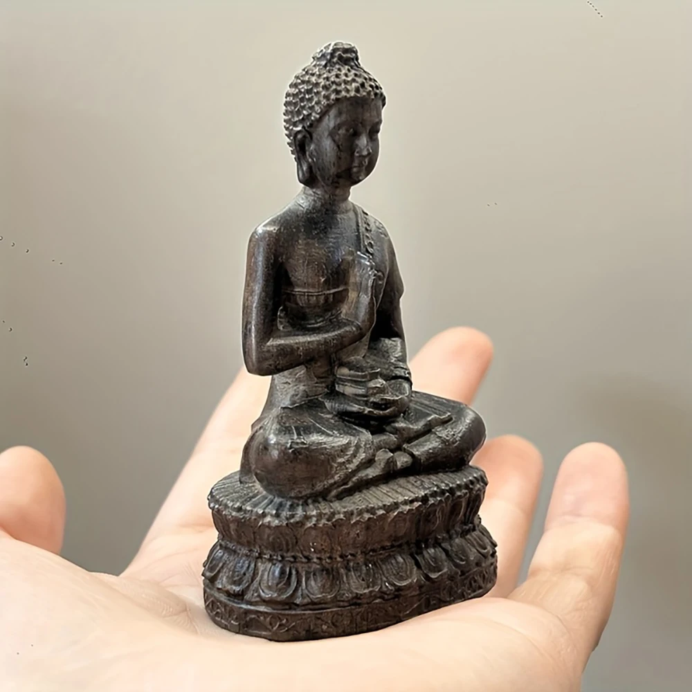Handcrafted Wooden Zen-Style Meditating Buddha Statue, Zen-Inspired Ornament, Home Decoration, Study Room Decor | Wooden Carving Craftsmanship, Meditation Decoration, Eastern Zen Gift
