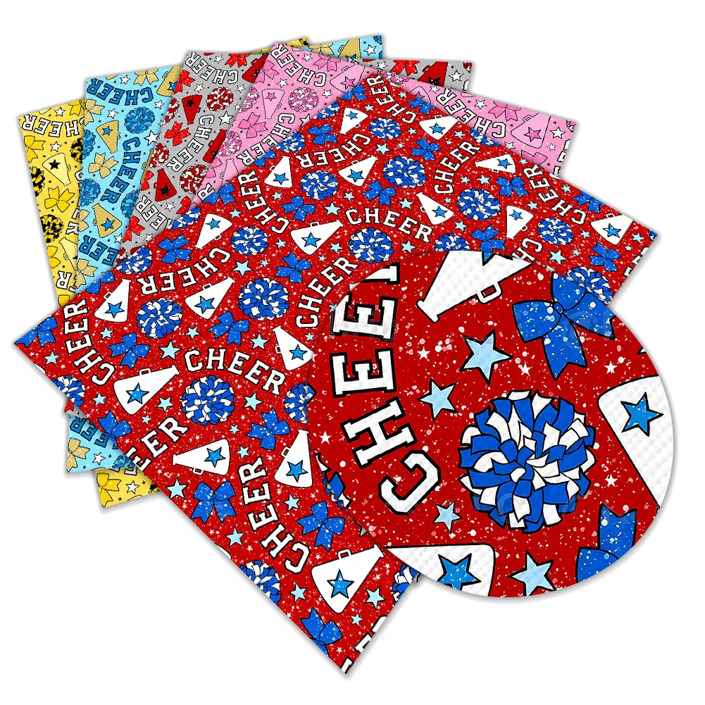 Sports Cheerleading Gymnastics Independence Day Pattern Semi PU Faux Leather Bow Wristband Badge Phone Case Wallet Handmade Gift