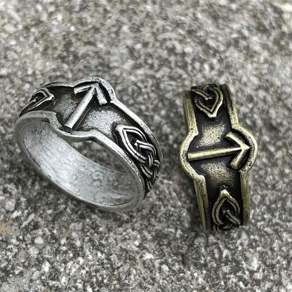 Runic Runes Jewelry Viking Ring Male Female Norse Vintage Rune Amulet Adjustable Rings For Women