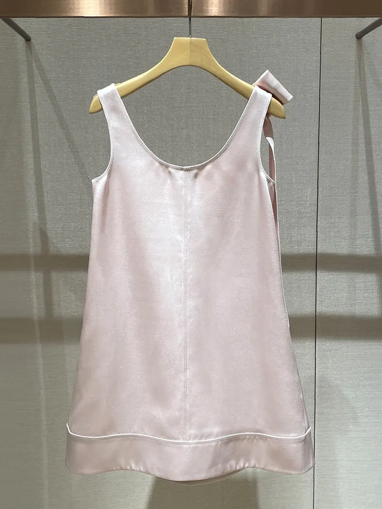 First love summer new age reduction temperament bow pink suspender skirt vest short skirt