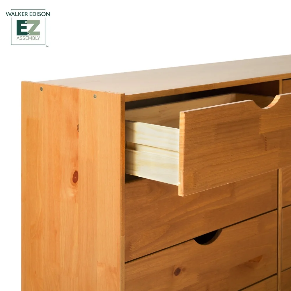 Solid Pine Wood 6 Drawer Dresser Mid Century Storage Organizer Easy Assembly Modern Design Bedroom Living Room 100 lb Capacity