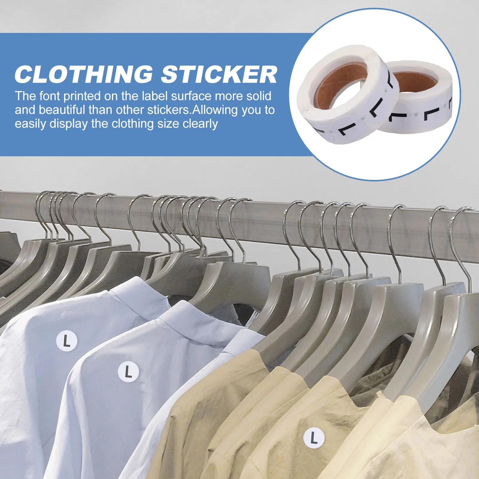 

2 Roll Size Sticker Stickers Practical Round Clothing Label Paper Self-Adhesive Baby