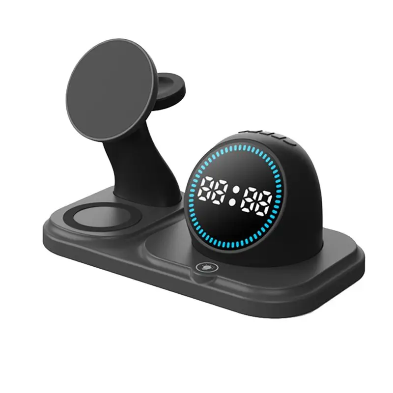 24-Hour Delivery RGB Alarm Clock 30W Magnetic Wireless Charging Stand 6 In 1 Bluetooth Speaker Station For Watch