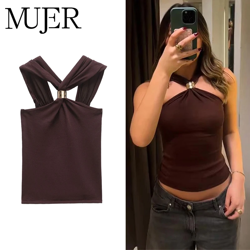 MUJER-Top con corsé Halter para mujer, Top corto con hombros descubiertos, Tops de tubo sexis con espalda descubierta para mujer, camisola de verano, corpiño para mujer