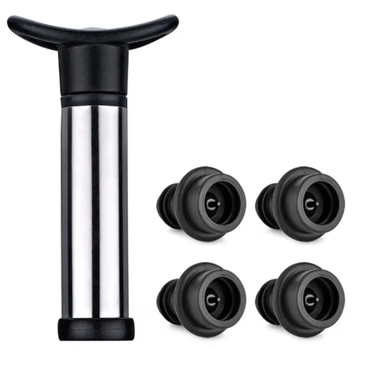 PROFESSIONAL USE Advanced Wine Stoppers Stainless Steel Manual Vacuum Pump Wine Saver Reusable Wine Bottle Stopper Sealer Keep W