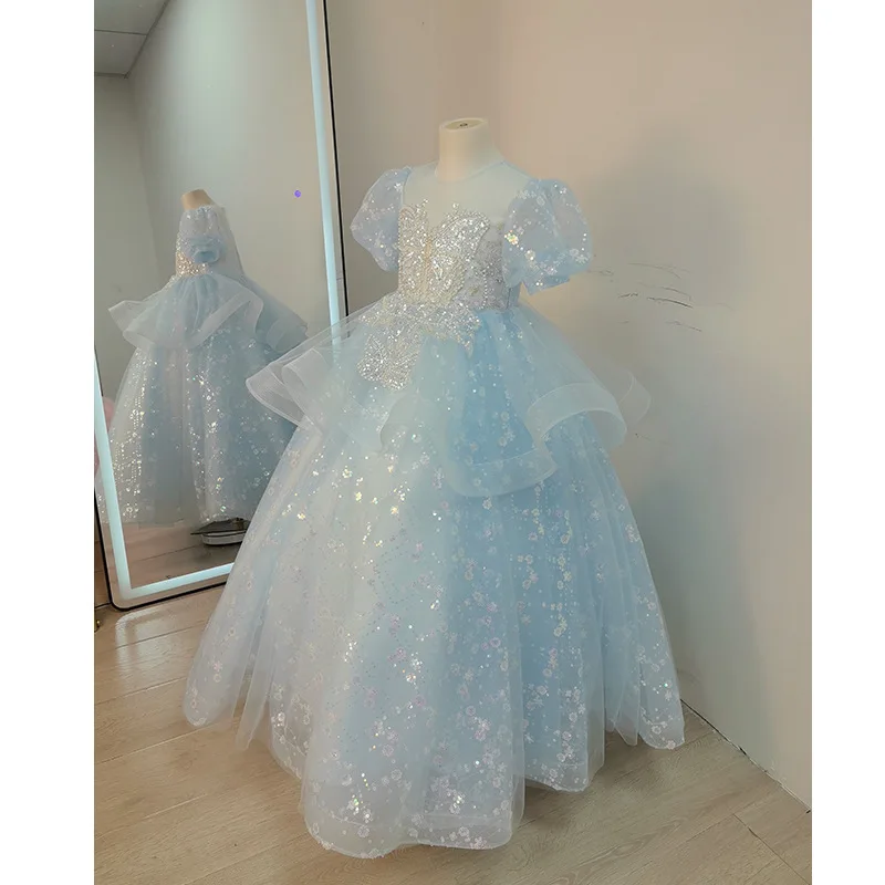 

Children's Dress Girls' High-End Western Style Catwalk Princess Dress Little Girl Birthday Flower Girl Host Performance Costume