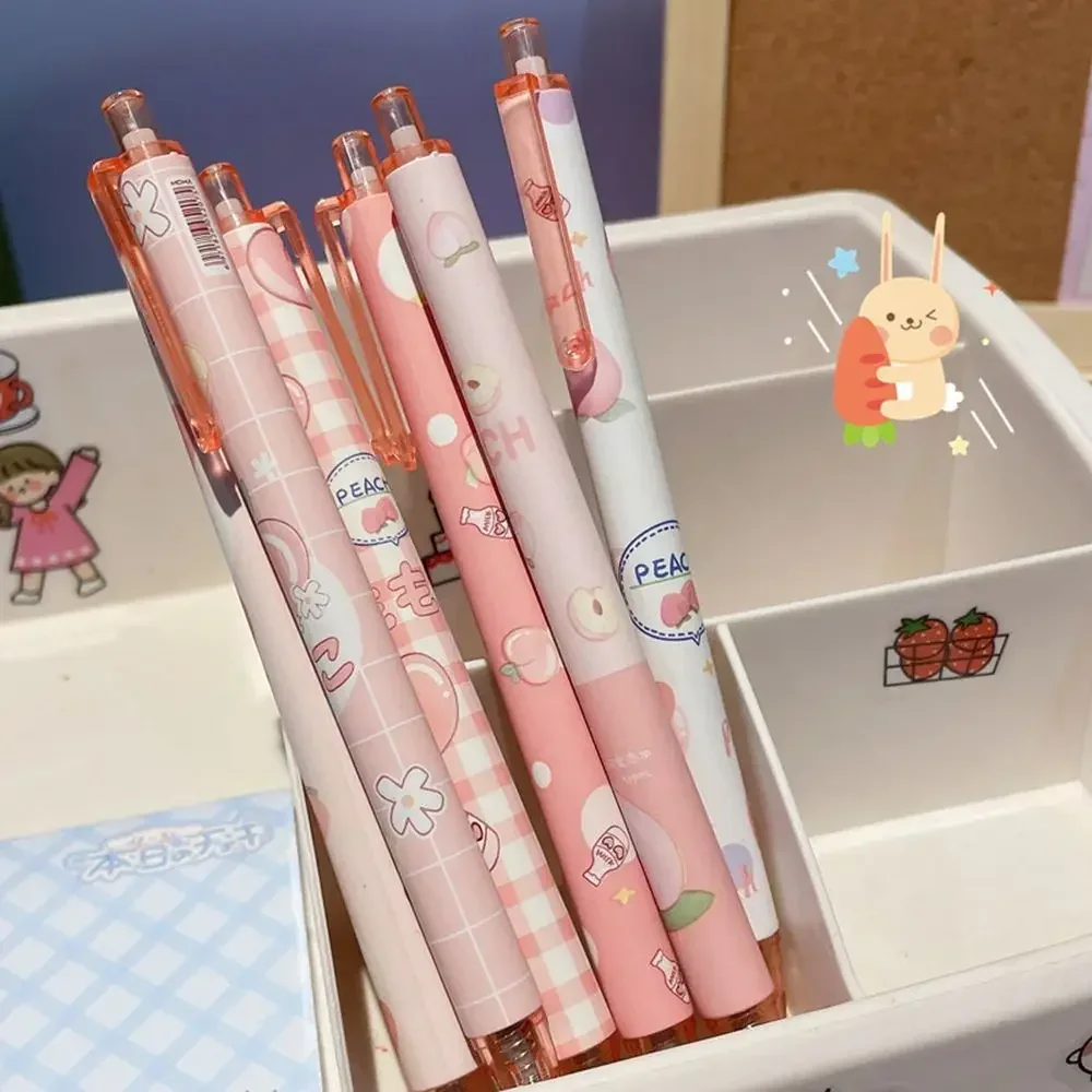 Random 1pc Press Type Ballpoint Pens 0.5mm Cute Bear Peach Astronaut Writing Gel Pen Student Gift Learning Office Supplies
