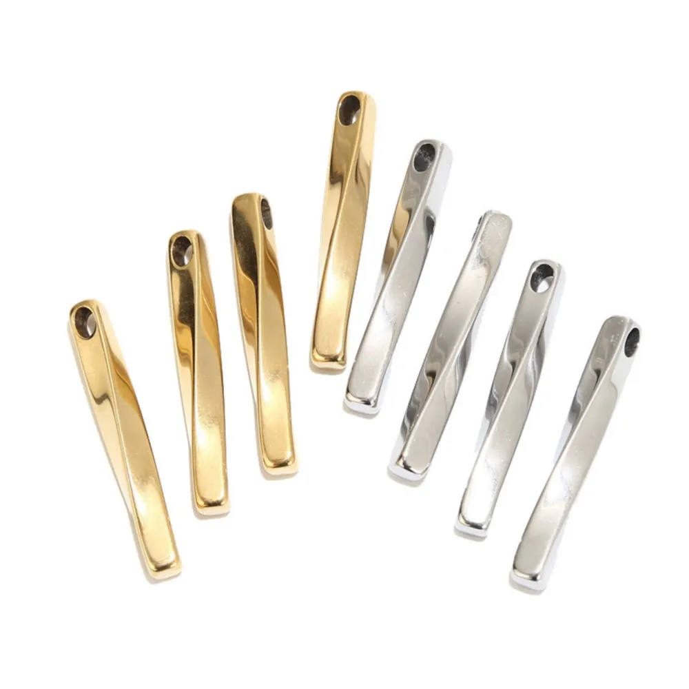 1Pcs Stainless Stee Gold No Fade Twist Stick Geometric Shape Charms Pendants For DIY Necklace Earrings Jewelry Making Accessorie