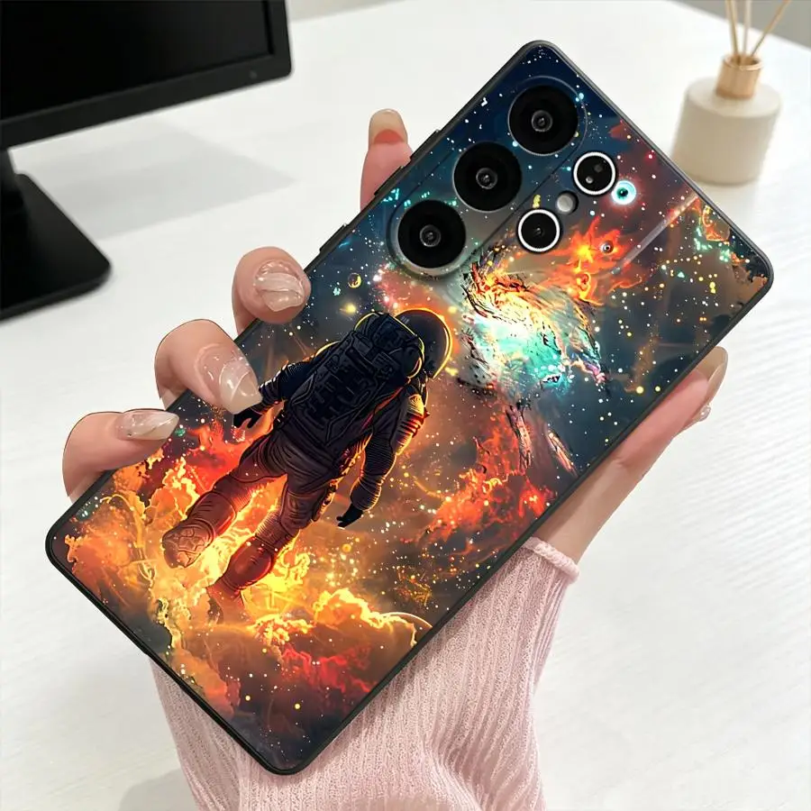 Cartoon Space Astronaut Phone Cover Case for Samsung Galaxy S26 Ultra S24+ S24 Note 20 8 9 10 S23 S25 Plus S21 FE S26+ S25+ S10