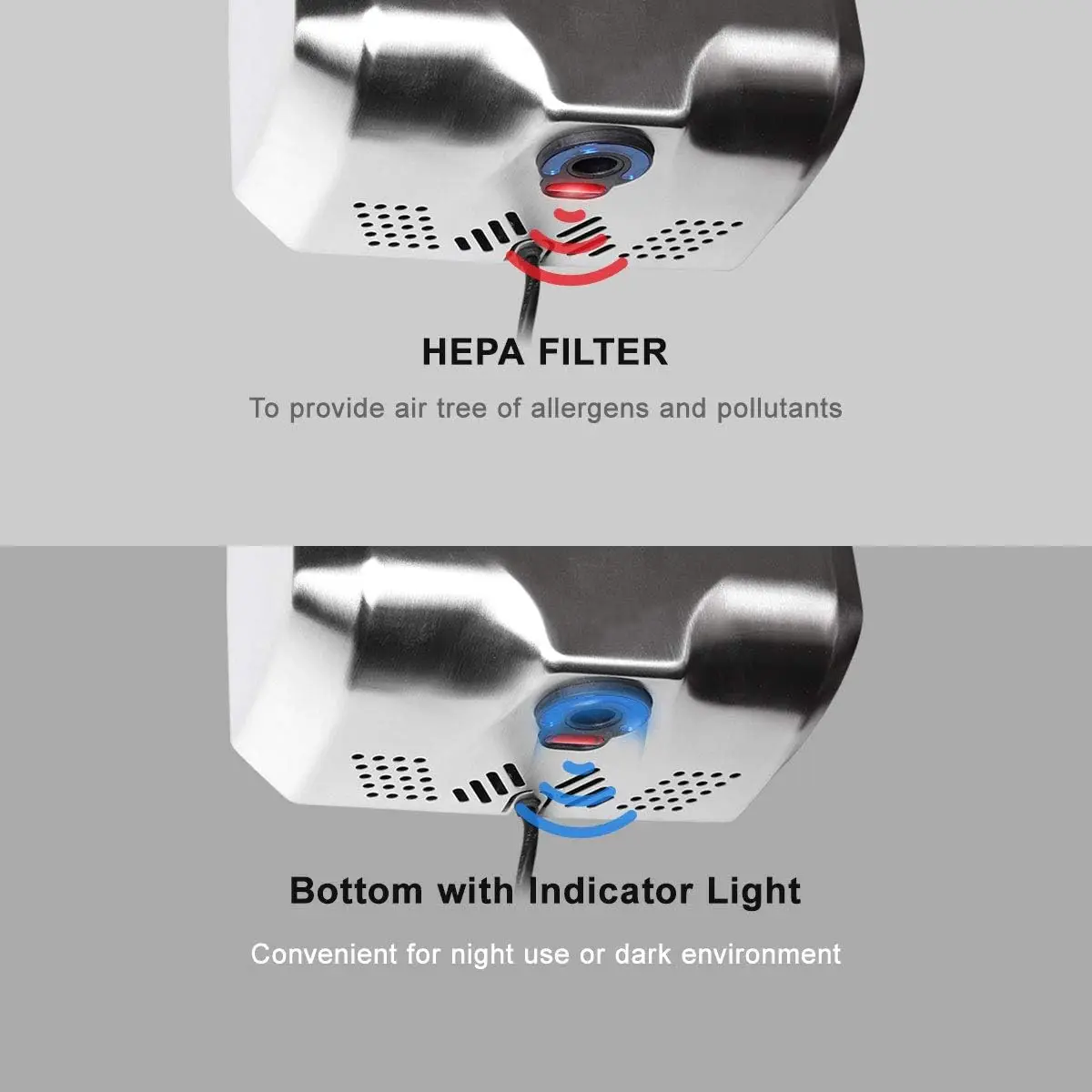 Secador de mãos comercial aprovado pela UL 1800w de aço inoxidável automático soprador de mão resistente de alta velocidade polido maçante para banheiro B