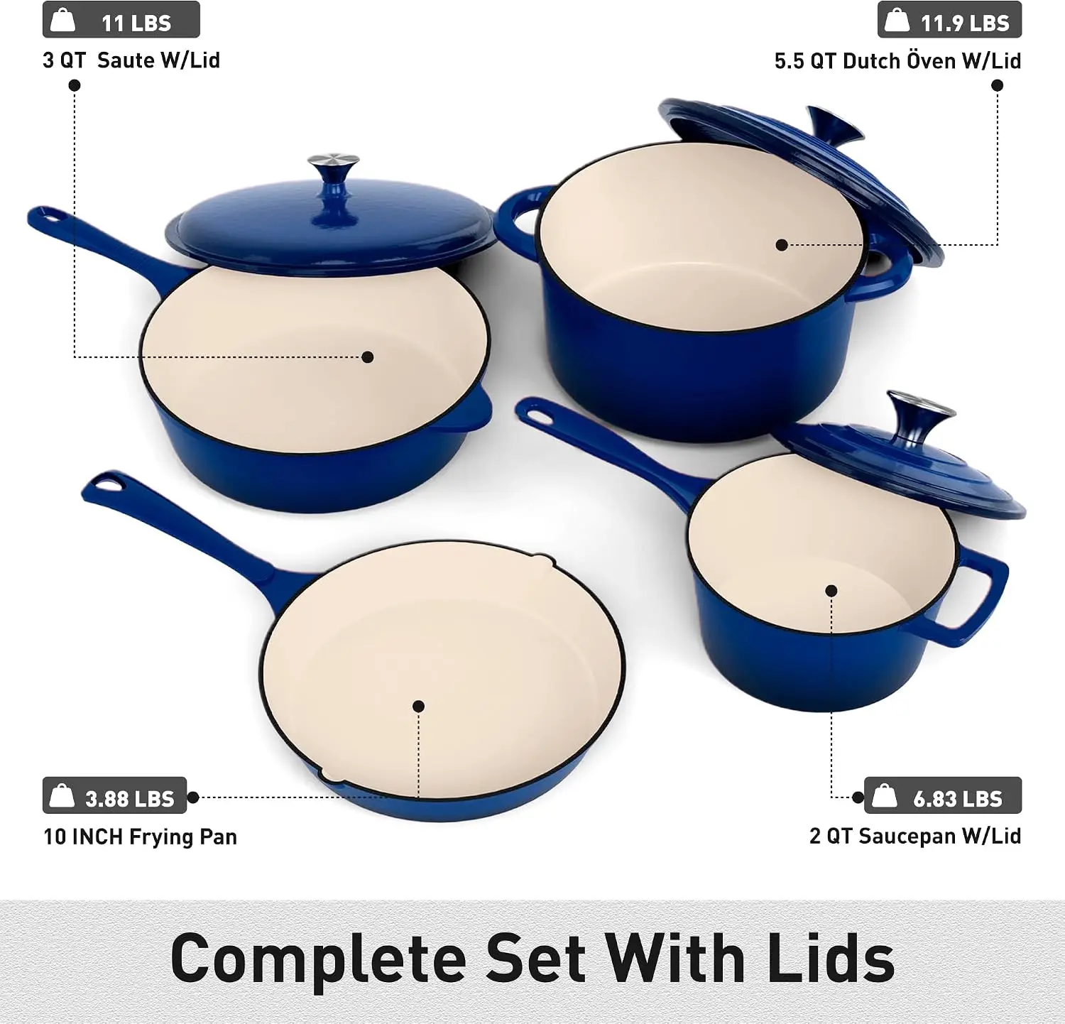 Ensemble de 7 ustensiles de cu - Dutch Oven Enamel avis et prix