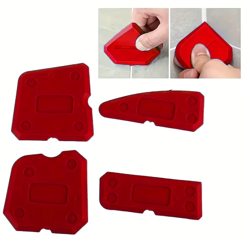 4 Pcs Silicone Applicator Scraper Sealant Smooth Remover Tools Sealant Spreader Finish Kit Caulk Tile Grout Home Improvement