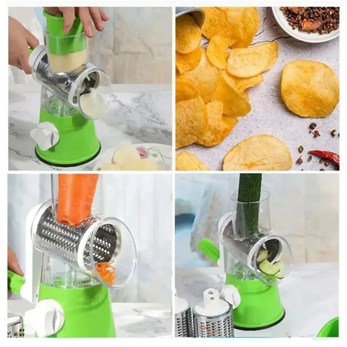 A67T NEW Multifunctional Roller Vegetable Cutter Hand Crank Kitchen Tool for Potato Carrot Shredding Slicing Grating