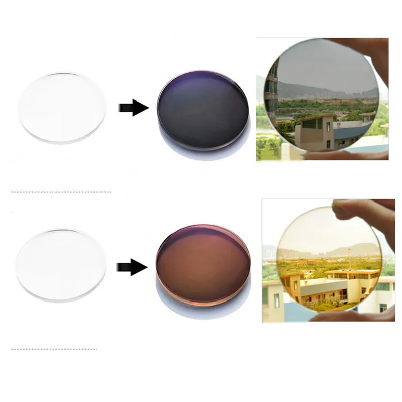 Progressive Photochromic Lenses 1.61 Index Free Form Multi Focal Change Grey Brown Great Hardness Extra Thin