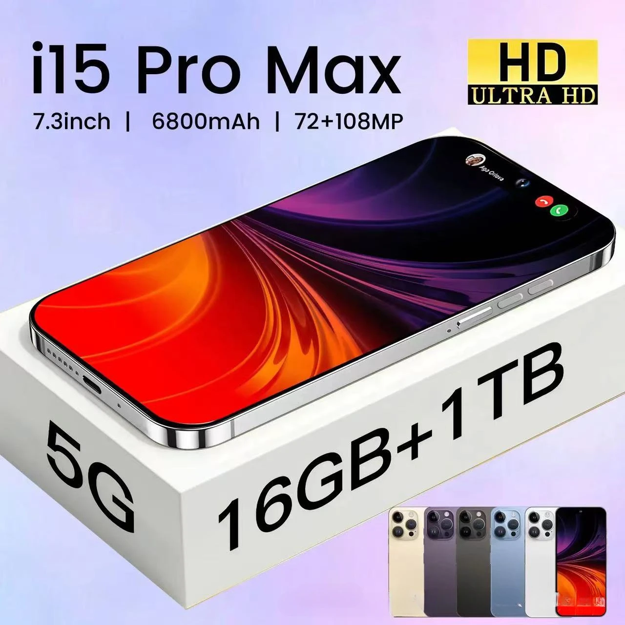 New Hot Model Smartphone I15 ProMAX Mobile Phone Large Screen HD Original Mobile Phone Global Version Mobile Phone Cheap