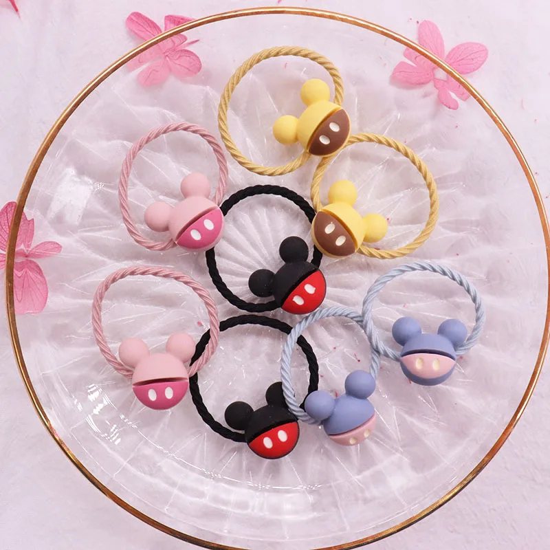 2PCS Cute Minnie Mickey Princess Headwear Kids Elastic Hair Bands Headdress Children Ropes Girls Hair Accessories Party Gift