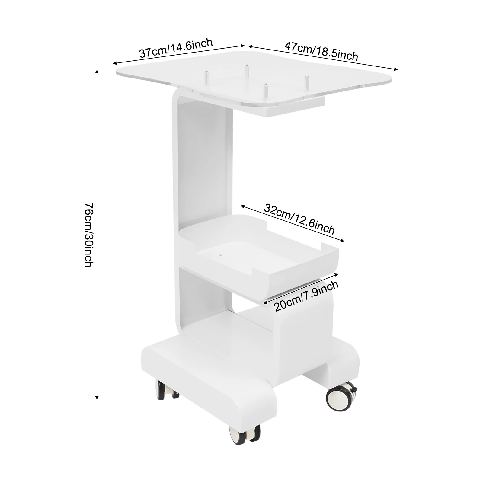 15 كجم/33LBS صالون المتداول عربة تسوق 76 سنتيمتر/30In سبا صالون تجميل معدات التخزين حامل آلة المنظم عربة سبا