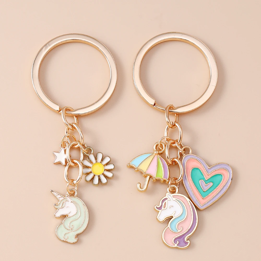 

Aihua Cute Keychain Enamel Heart Star Unicorn Keychains Keyring For Women Men Handbag Accessorie Car Keys DIY Jewelry Gifts