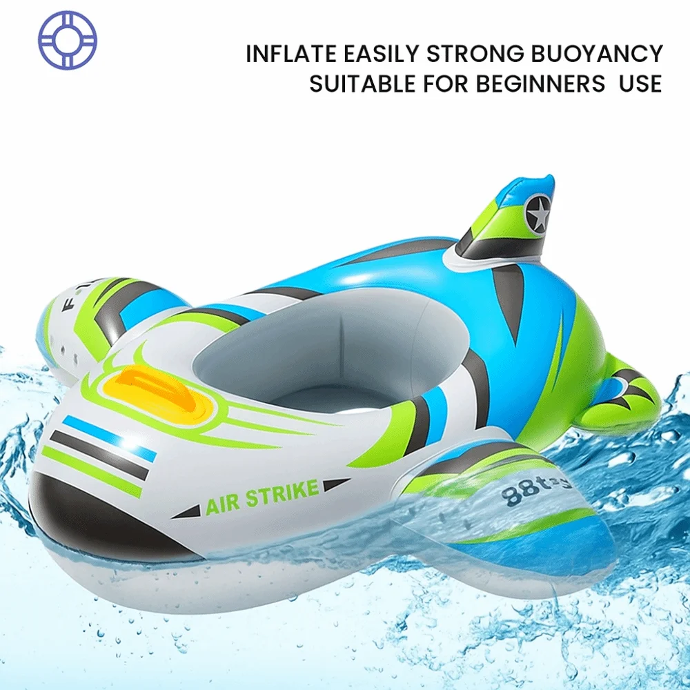 Anillo de natación para bebé con forma de avión, asiento circular, asiento flotante inflable para natación de bebé, estilo divertido inflable