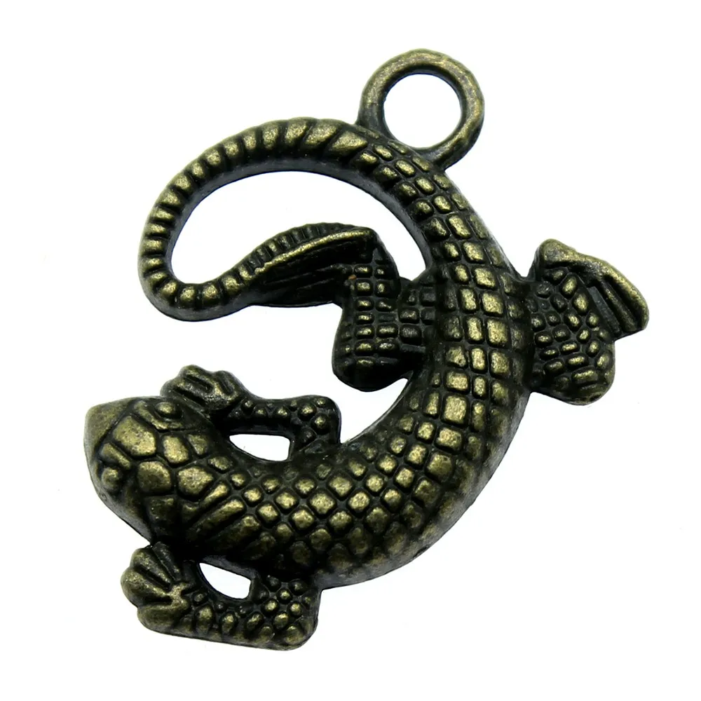 WYSIWYG 4pcs 31x24mm Pendant Gecko Chameleon Charm Pendants For Jewelry Making 2 Colors Lizard Pendants