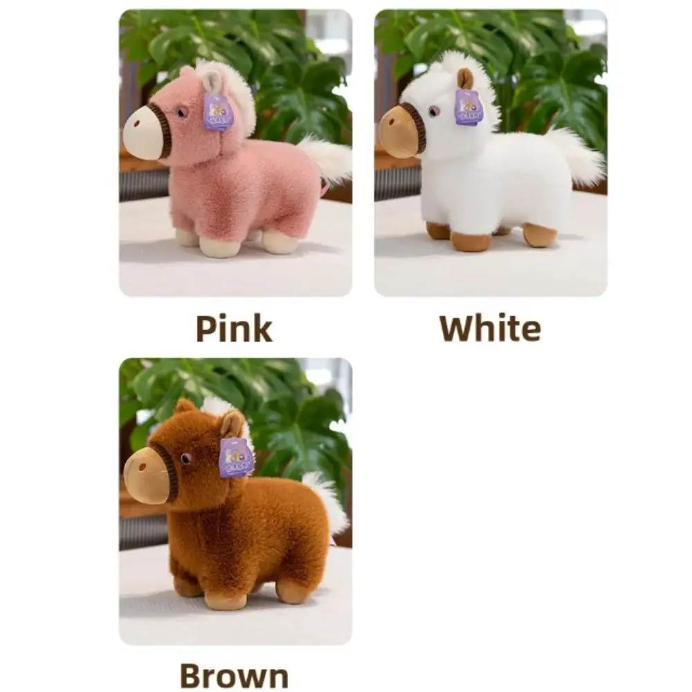 Pretty Soft Fluffy Foal Simulation Design Kawaii Style Pony Figure Standing Pose Stuffed Animal Desktop Decor
