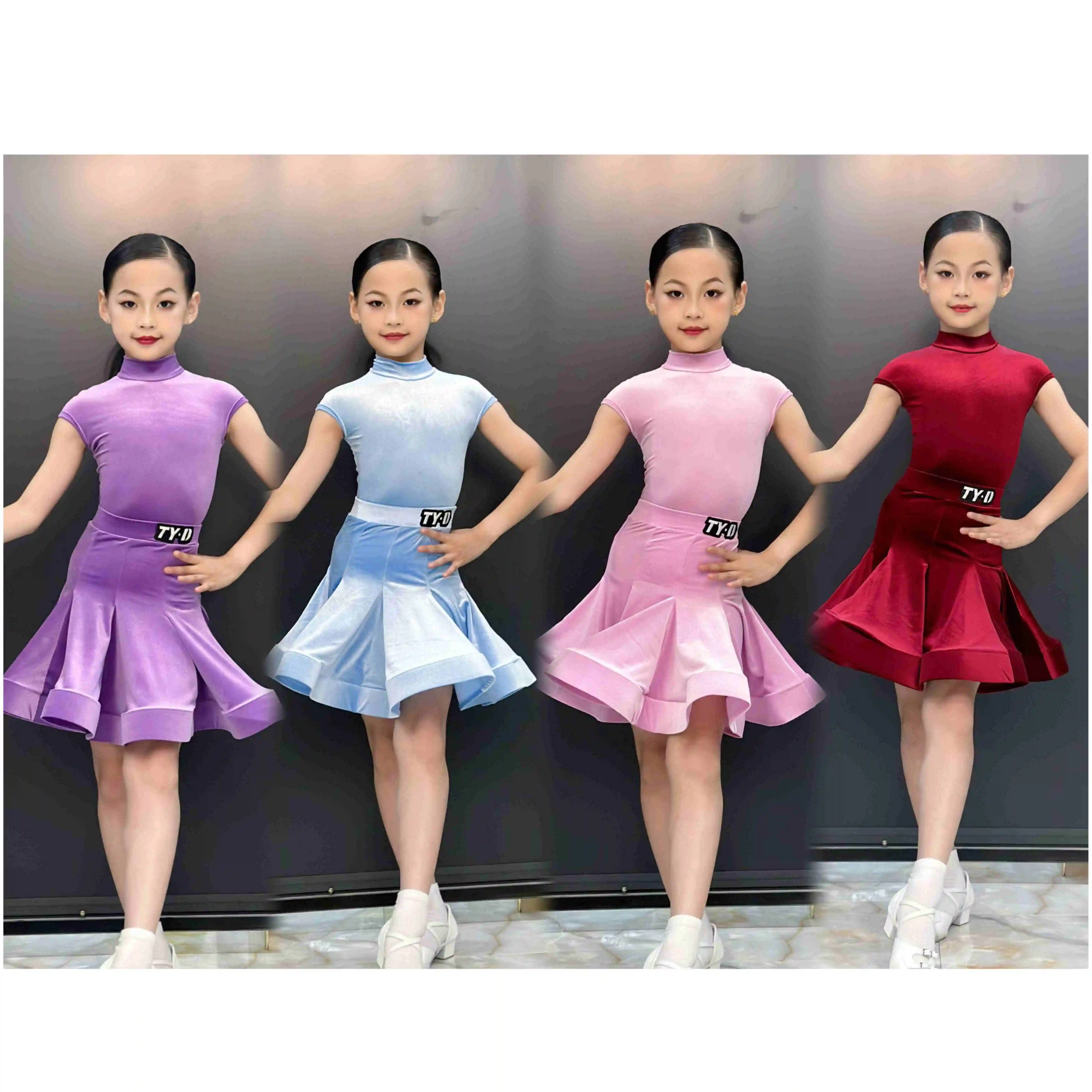 

Kids Latin Dance Competition Clothing Girls Velvet Fishbone Dress Professional Latin Dance Clothes Cha Cha Rumba Dress DNV23764