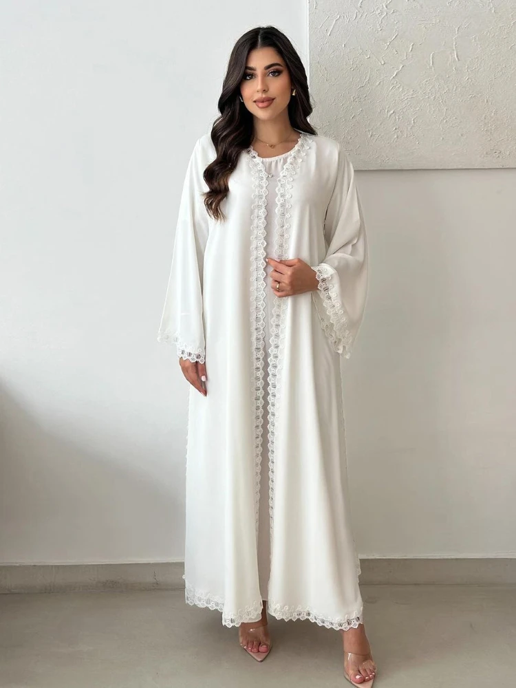 Muslim Dress Fashion Coat Middle East Dubai White Robe Women's New Outfit Abaya 2025 Spring New Style Elegant Long Dress