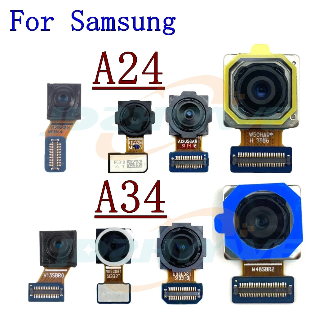 Rear Back Camera For Samsung Galaxy A24 A245F A34 A346B A346E Front Selfie Camera Module Backside View Replacement Spare Parts