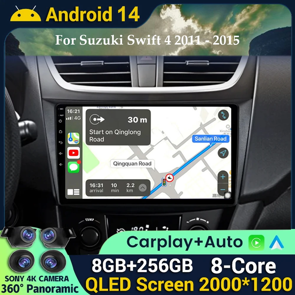 

Android 14 Car Radio Multimedia Player For Suzuki Swift 4 2011-2015 Wireless Carplay Autoradio GPS Navigation Stereo DSP 5G WIFI