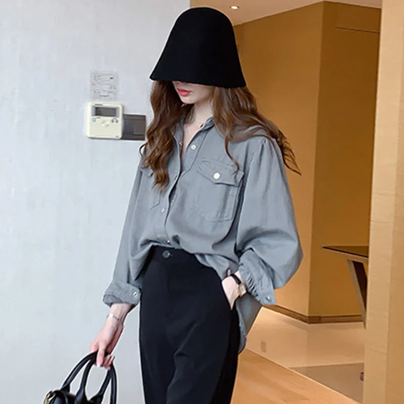 

Новая женская джинсовая куртка в стиле ретро с длинными рукавами и простая высокосезонная рубашка для поездок на работу