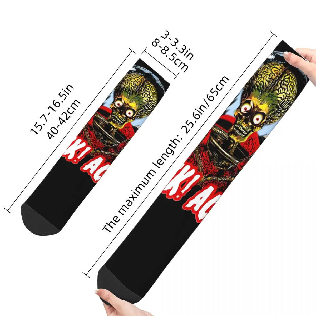 Funny Happy Men\'s Socks ACK ACK (2) Vintage Harajuku Mars Attacks Hip Hop Novelty Pattern Crew Crazy Sock Gift Printed