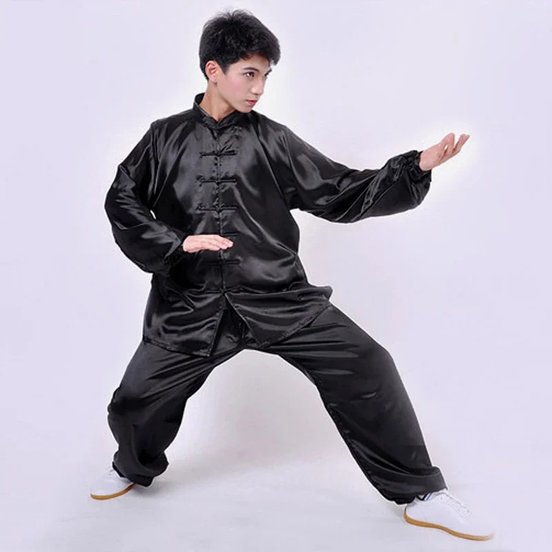 2024new roupas tradicionais chinesas das mulheres dos homens do vintage cor sólida tai chi kung fu traje botão gola roupas de exercício