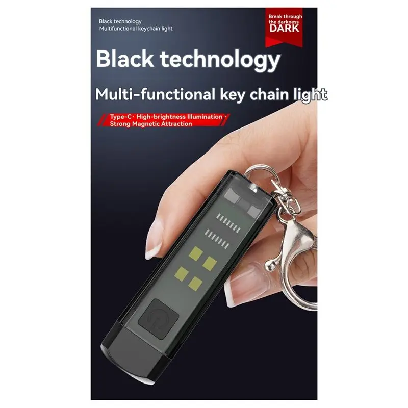 IALJ-Dual Mode USB قابلة للشحن EDC المفاتيح مصباح يدوي مدمج جيب ضوء قاعدة مغناطيسية للتخييم والمشي لمسافات طويلة وصيد الأسماك