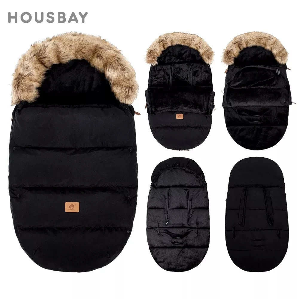 Sleeping Bag Winter Envelope In The Stroller Baby Footmuff 0-24Months Diaper Newborn Cocoon Windproof Removable Fur Collar