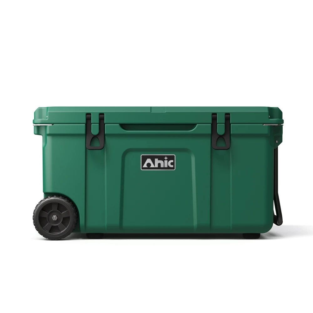 70QT Custom Logo Lunch Insulated Roto Molded Plastic Ice Chest Trolley Cooler Box Outdoor with Wheels for Car Camping view 2