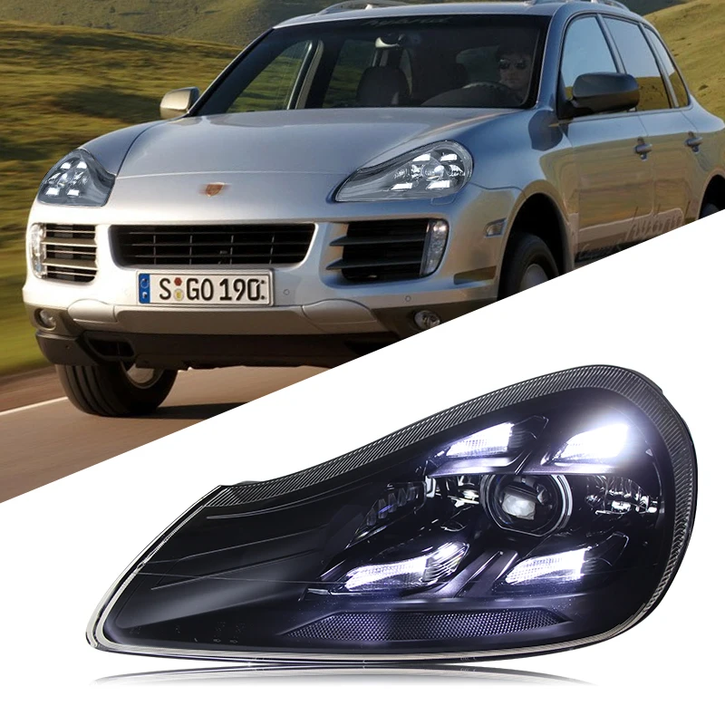 Upgrade to the 2022 PDLS style matrix LED headlamp headlight front lamp for Porsche Cayenne 957 head lamp head light 2007-2010