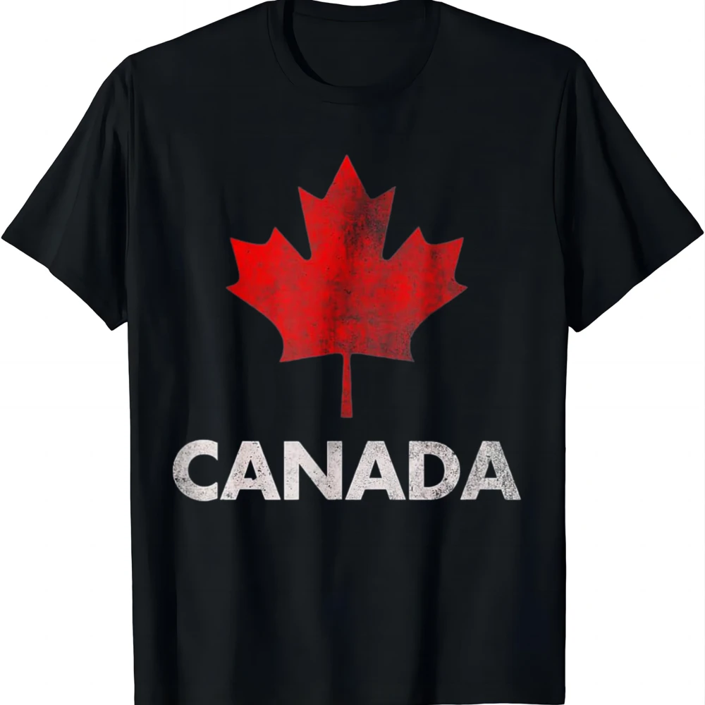 Vintage Retro Canadian Maple Leaf Canada Flag T-Shirt Breathable and Comfortable Graphic T Shirts Vintage Clothes Tops