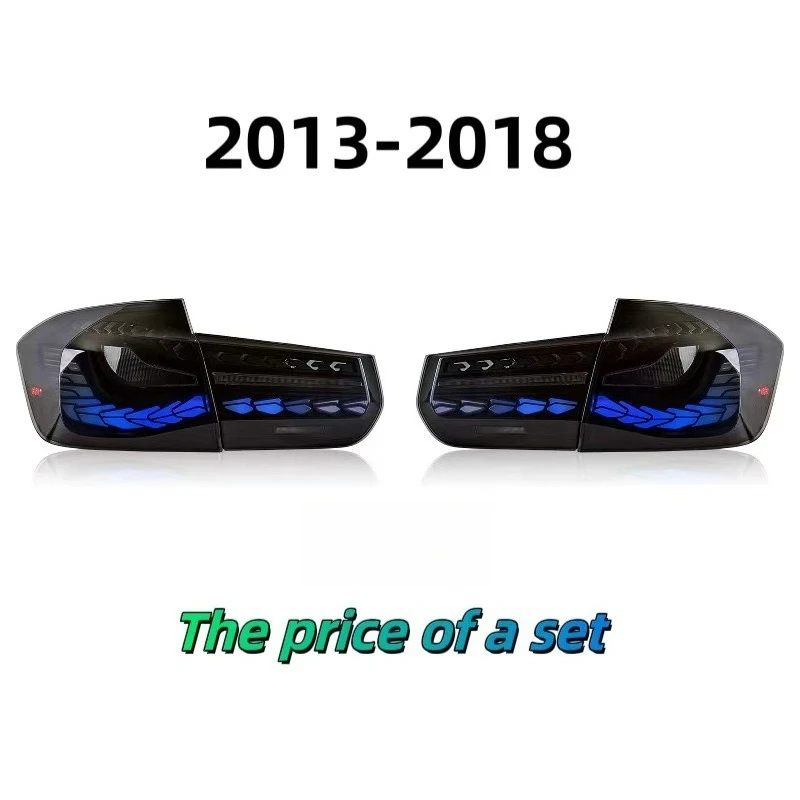 For BMW 3 Series F30 F35 2013-2018 LED Tail Lights Assembly Dynamic Start-up Effect Blue Turn Signal Dragon Scale Style Tuning