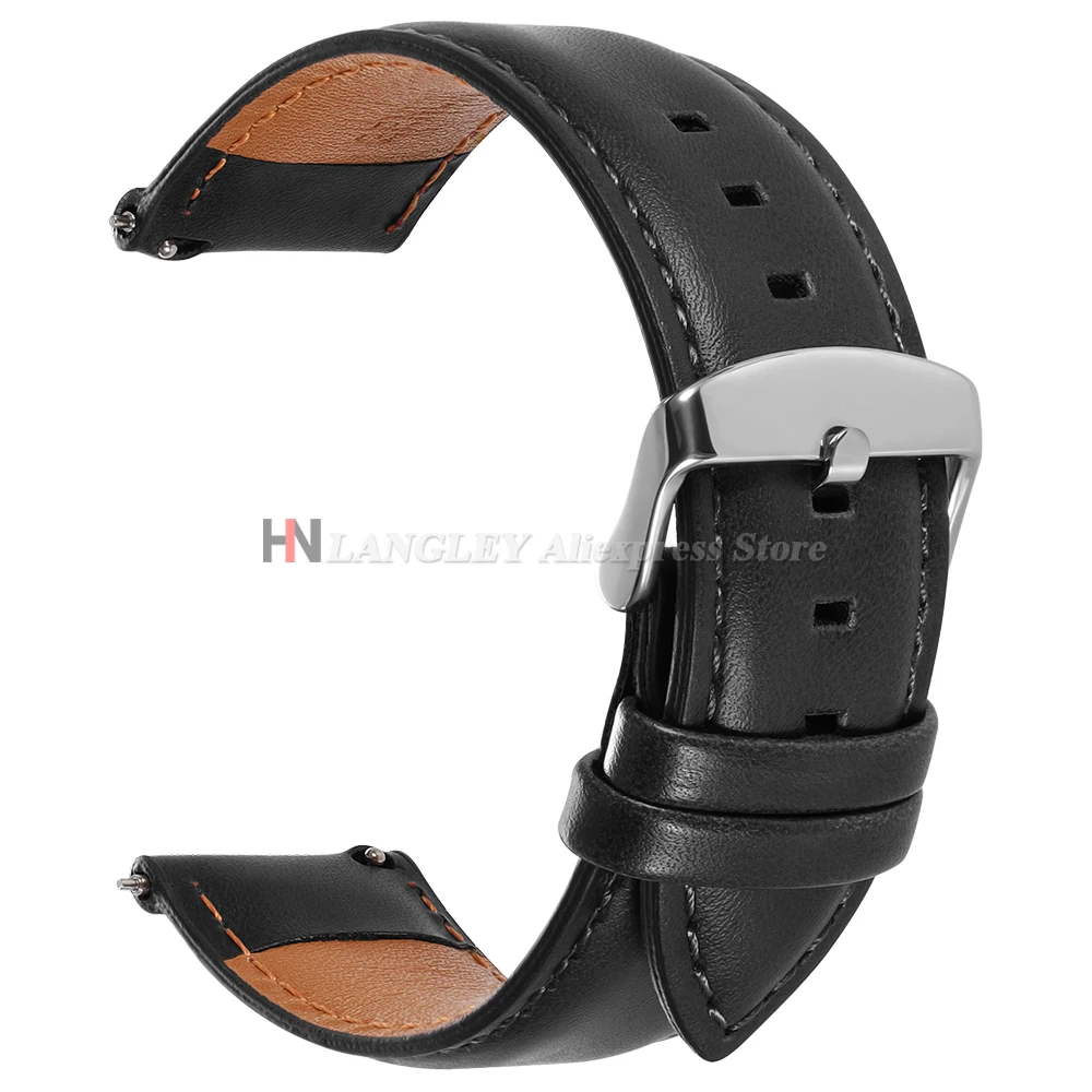 Quick Release Echt Koeienhuid Lederen Horlogeband Strap 18mm 20mm 22mm voor DW voor Omega Zwart bruin Rode Pin Gesp Horloge Accessoire
